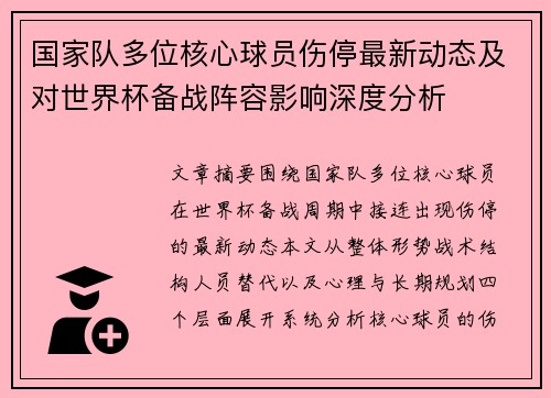 国家队多位核心球员伤停最新动态及对世界杯备战阵容影响深度分析